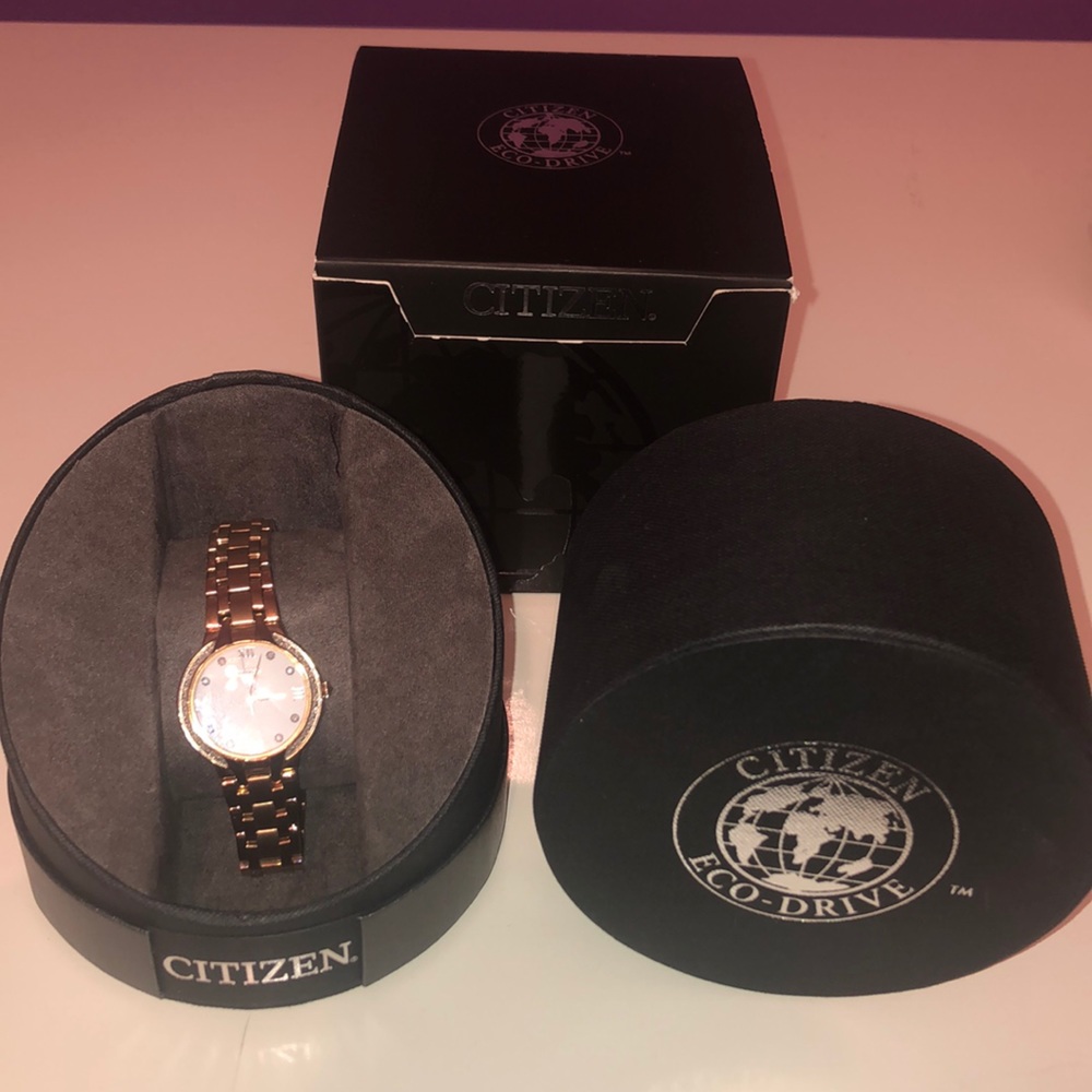 Citizen White Diamond Rose Gold Tone Watch